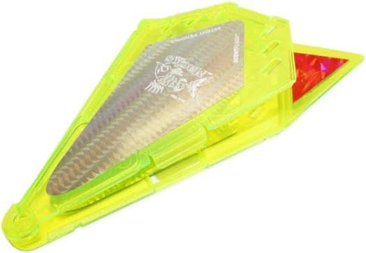 Mack's Lure ScentFlash UV Triangle Chartreuse flasher attracting salmon with scent and UV flash