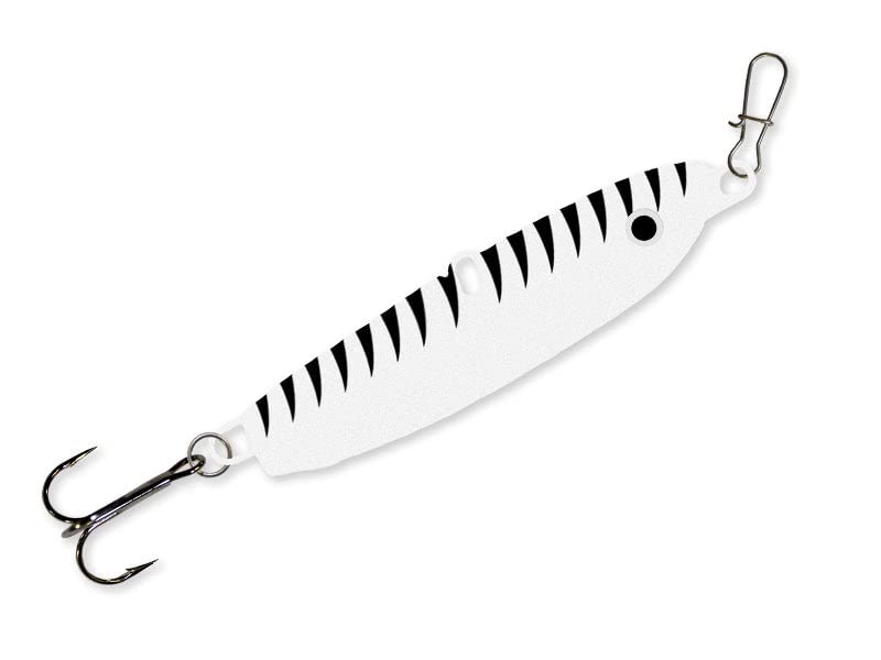 Mack's Lure Sonic BaitFish Glow White lure with three attachment points for versatile actions