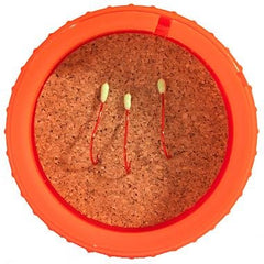 Mack's Lure Pip's Box 90700 in assorted colors with a clear lid for gear organization; 3.5 in diameter.