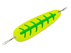 Mack's Lure Shasta Tackle 3136-3 Sling Blade green, action close-up reveals blade motion.