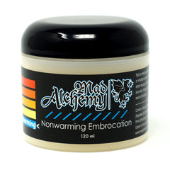 Mad Alchemy Warm Weather Embrocation bottle highlights comfort during warm workouts and outdoor activities.