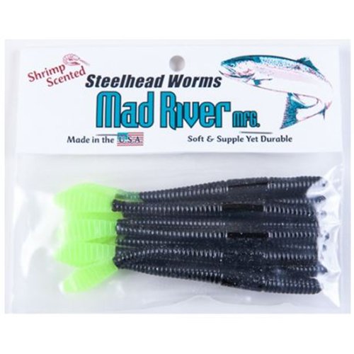 Mad River 4-inch Steelhead Worm for river fishing, ideal for drift presentations.