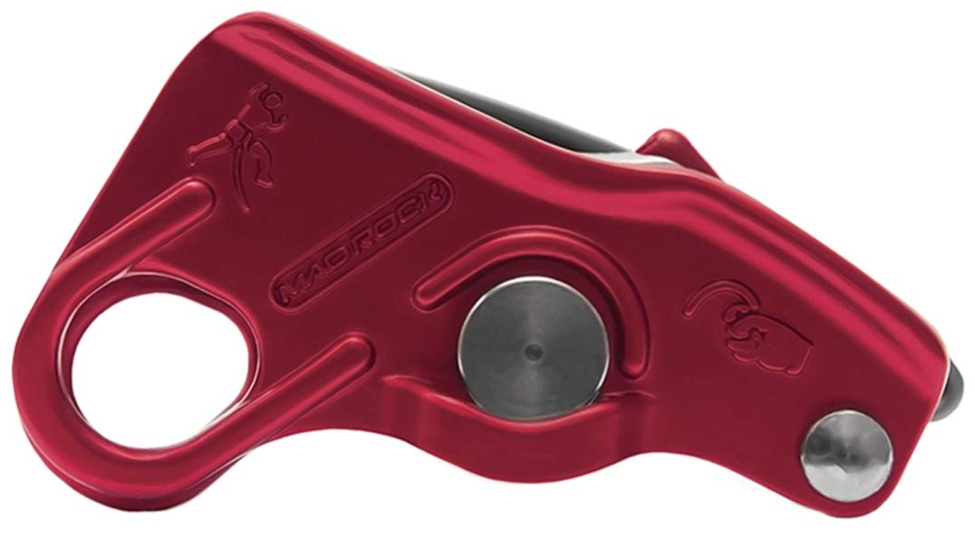 Mad Rock Lifeguard belay device front view showing compact design and rope control.