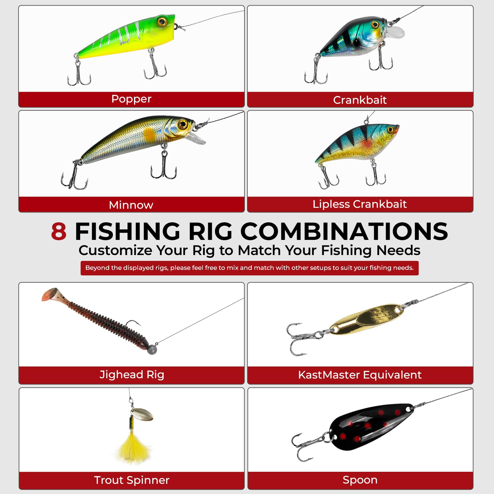 Hooks, weights, and terminal tackle included