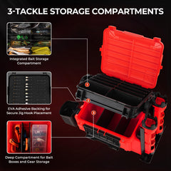 RigHub tackle box with adjustable side rod holders