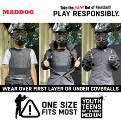 Maddog chest protector back view provides full coverage for confident movement during play