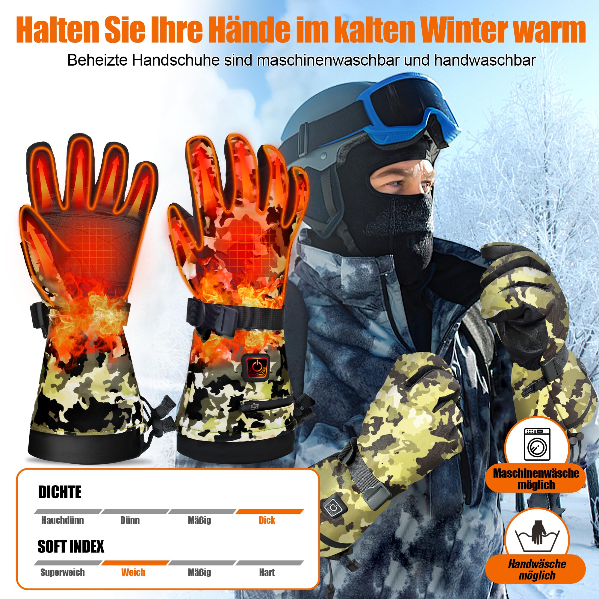MADETEC heated gloves battery pocket close-up highlighting long-lasting power