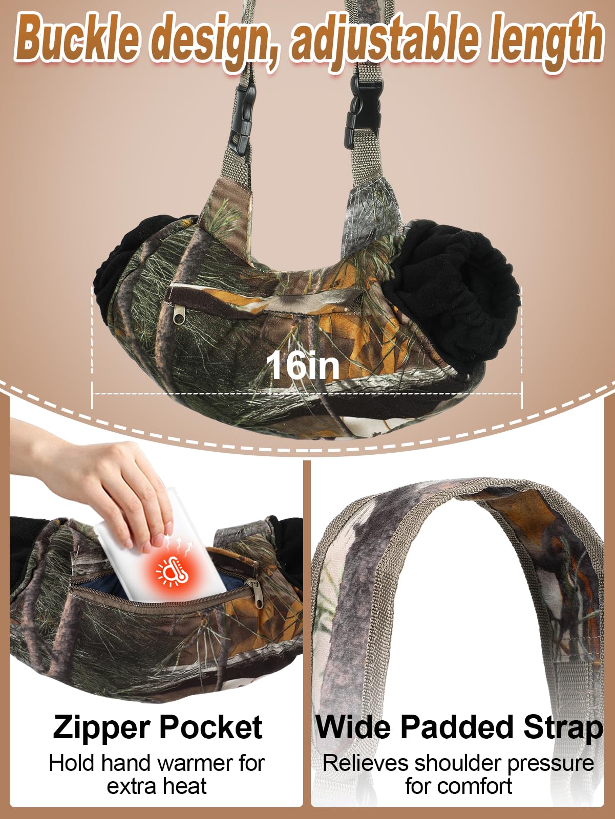 MADHOLLY Adjustable waist strap demonstrating secure fit over bulky gear.