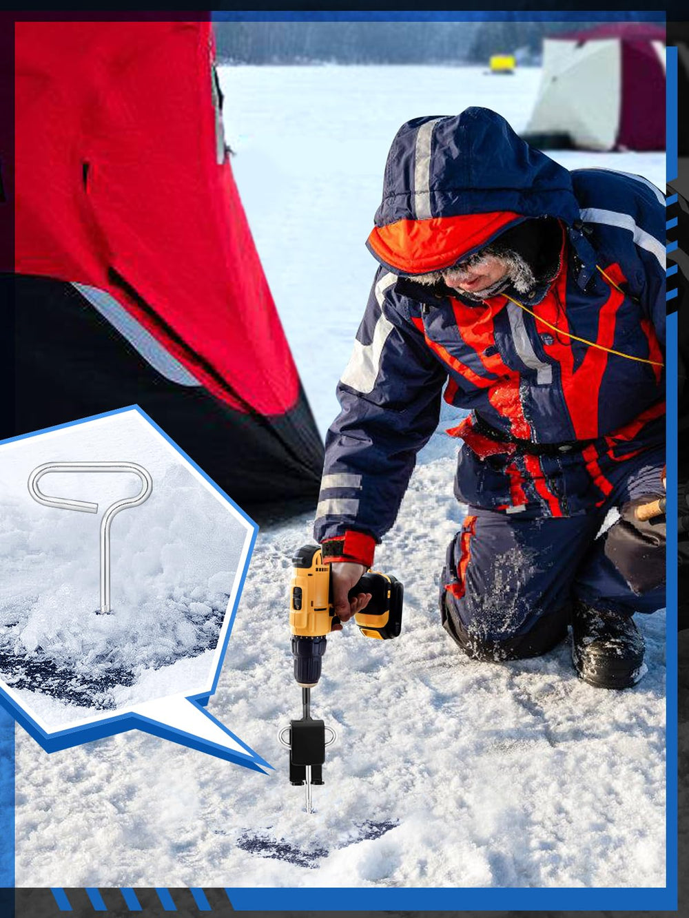 MADHOLLY ice anchor drill adapter ready for 1/2-inch bits to speed drilling