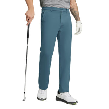 M MAELREG men's golf pants front view in Saxony Blue for all-day comfort.