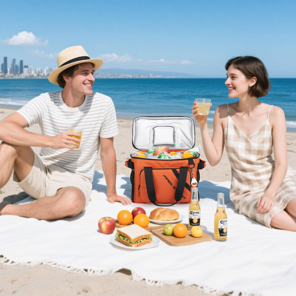 Maelstrom orange cooler with multiple pockets for picnic essentials