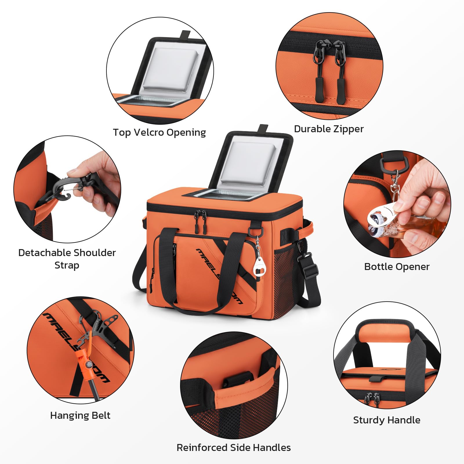 Maelstrom orange cooler bag side pocket for quick organization