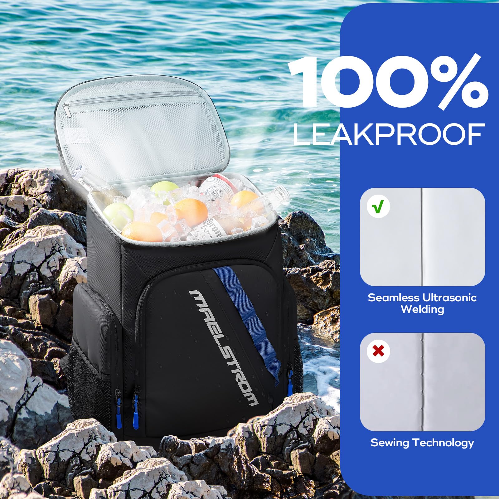 Maelstrom Backpack Cooler interior layout reveals double insulated compartments for separate items
