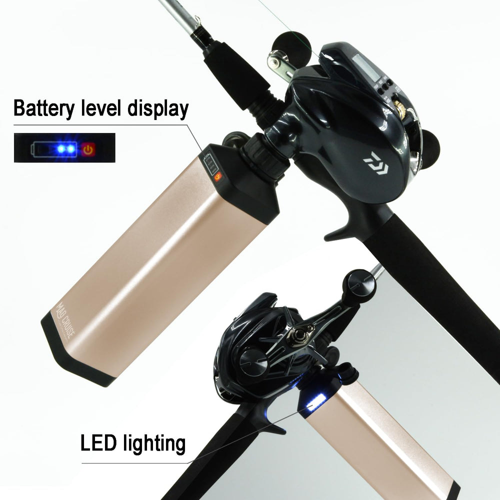 Close up of MAG CRUISE 10Ah battery LED indicators