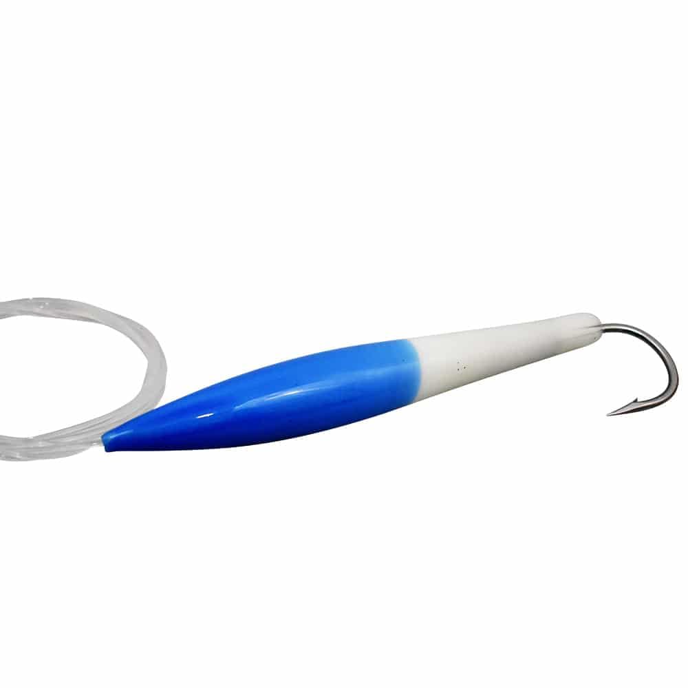 MagBay Cedar Plug Blue ready for tuna and mahi with strong leader and realistic tint.