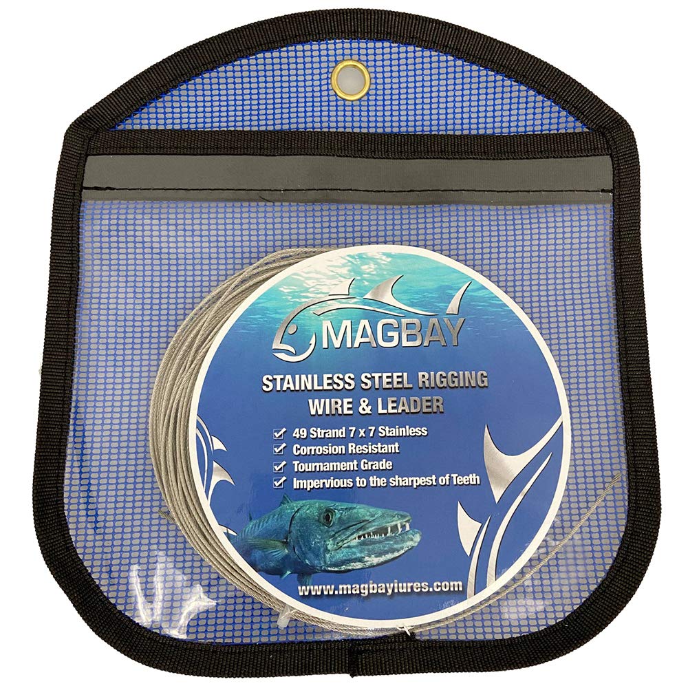 MagBay Lures 49-strand cable leader 30ft for strong, corrosion-resistant fishing setups.