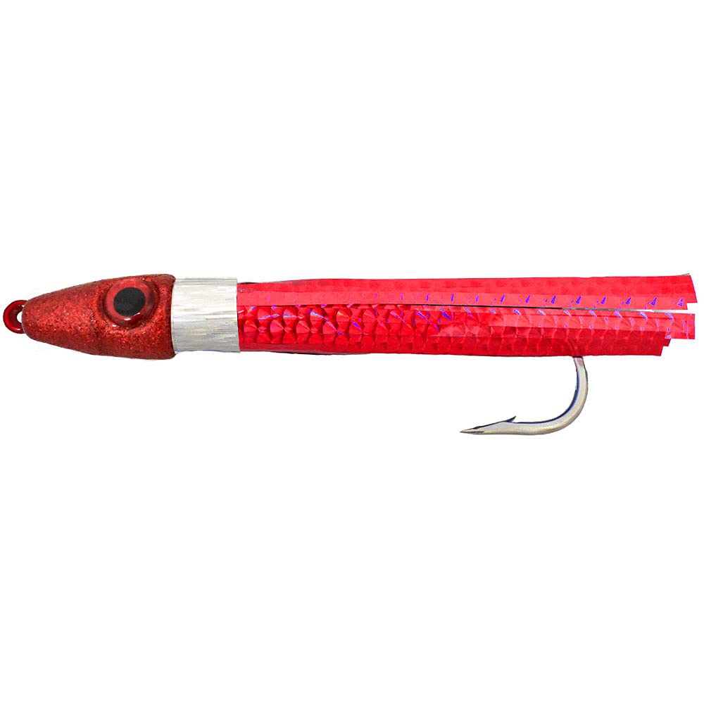 MagBay Lures Hybrid Wahoo Bomb 6-inch red lure designed for casting to attract Wahoo and Tuna.