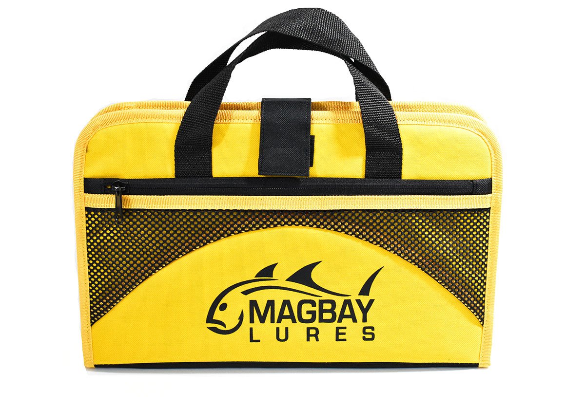 MagBay Lures Jig Bag Yellow - front view showing 25-pocket layout