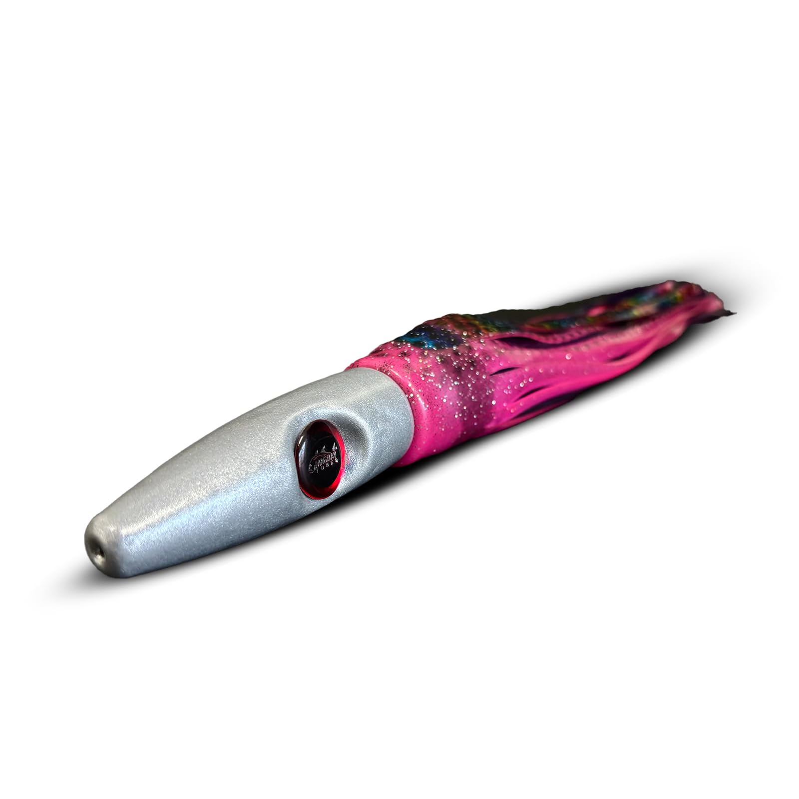 MagBay Lures Plomerito pink rainbow lure with wahoo magnet attracts fast strikes.