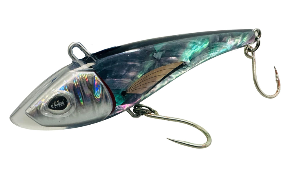 MagBay Lures RM5 UV abalone shell close-up highlighting premium hand-poured craft.
