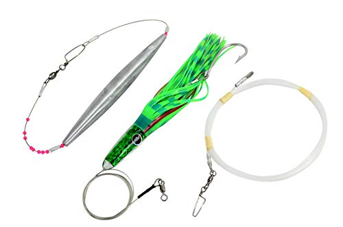 MagBay Lures Wahoo Clipper in green, rigged with 38 oz weight for balanced offshore trolling