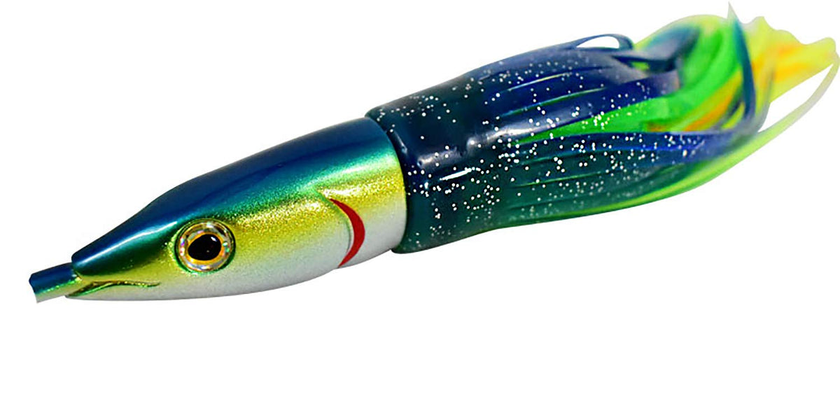 MagBay Phoenix marlin lure in green sardine color for trolling marlin, dorado, and tuna