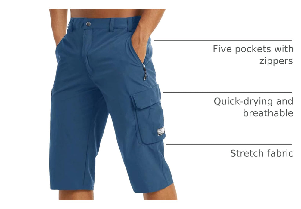 MAGCOMSEN hiking shorts for men blue-grey fabric texture showing durability and stretch