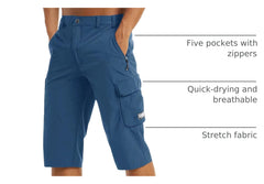 MAGCOMSEN hiking shorts for men blue-grey fabric texture showing durability and stretch