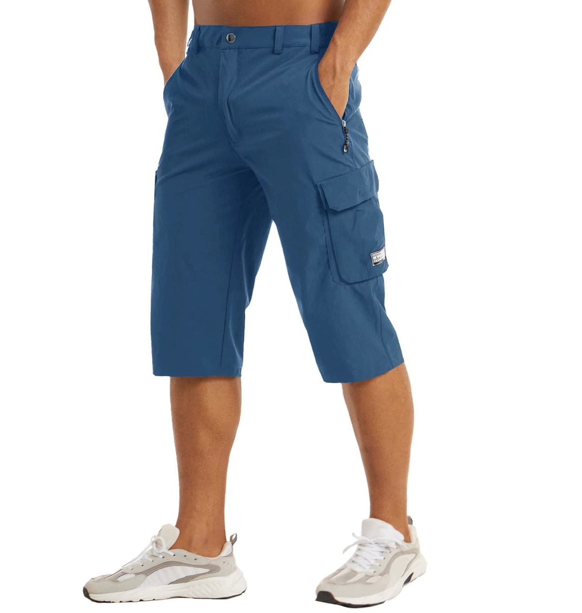 MAGCOMSEN hiking shorts for men in blue-grey front view highlights quick-dry fabric