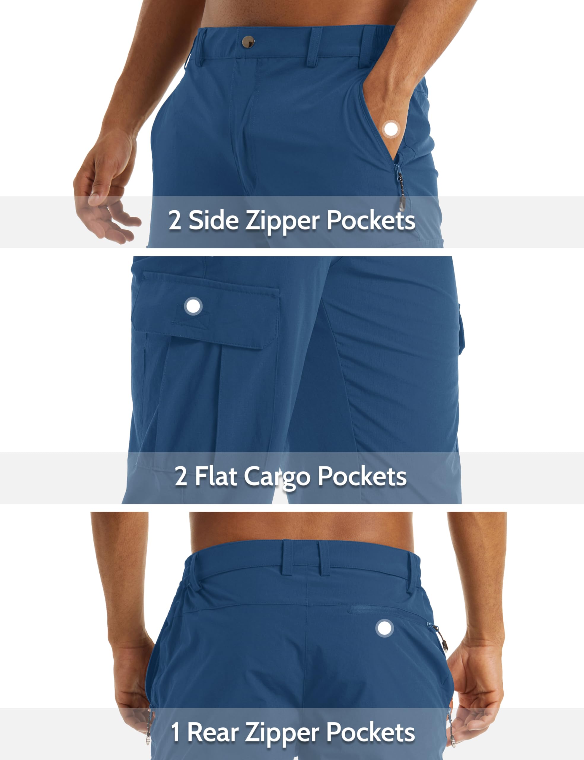 MAGCOMSEN hiking shorts for men blue-grey waistband detail for comfort and movement