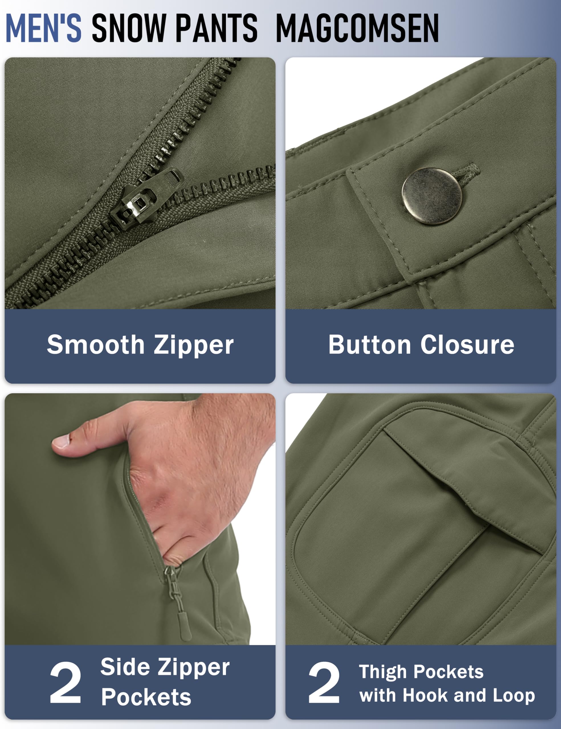 MAGCOMSEN snow pants windproof ripstop design supports rugged winter activities.