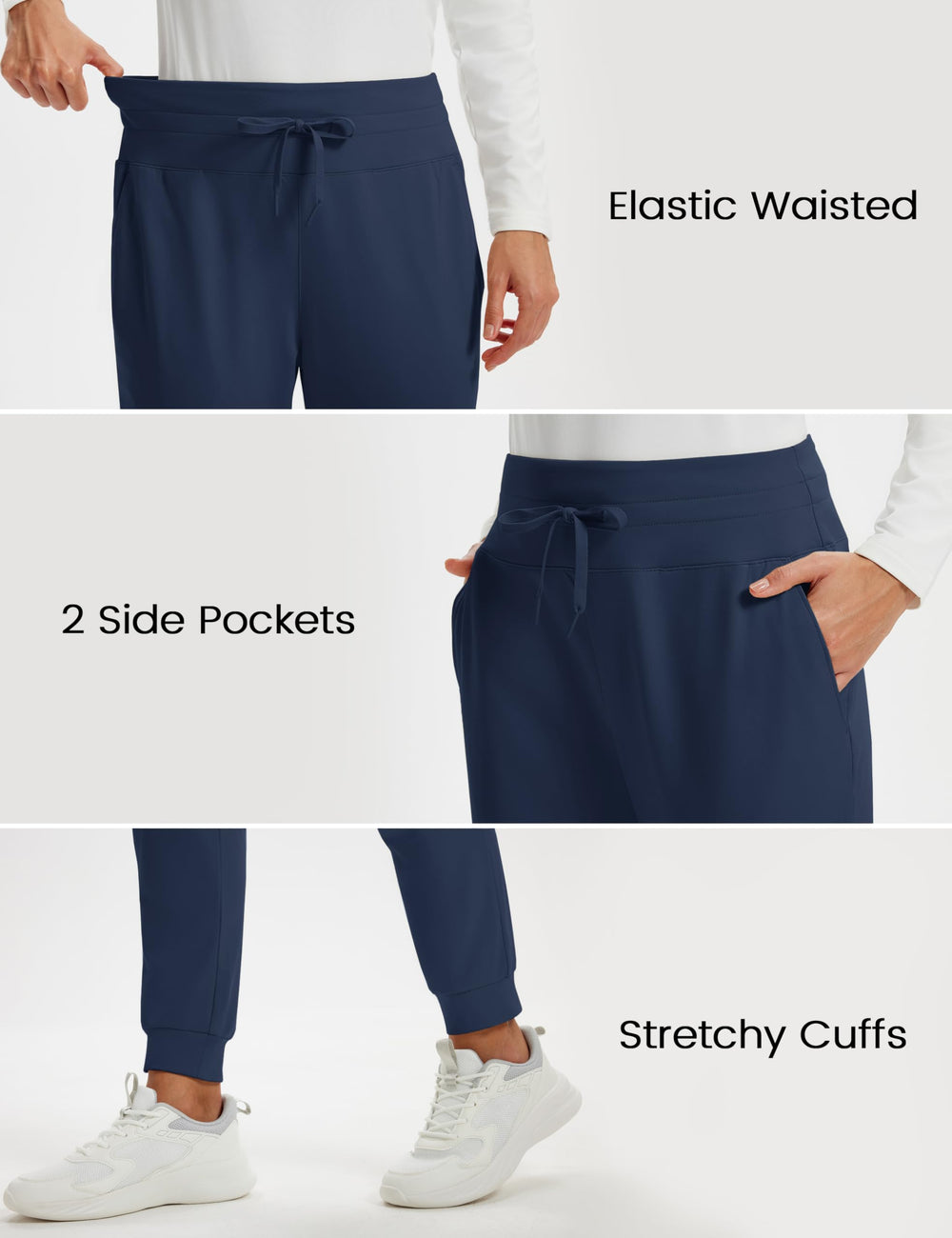 MAGCOMSEN women's fleece hiking pants navy on-model winter walk showcases versatile styling.