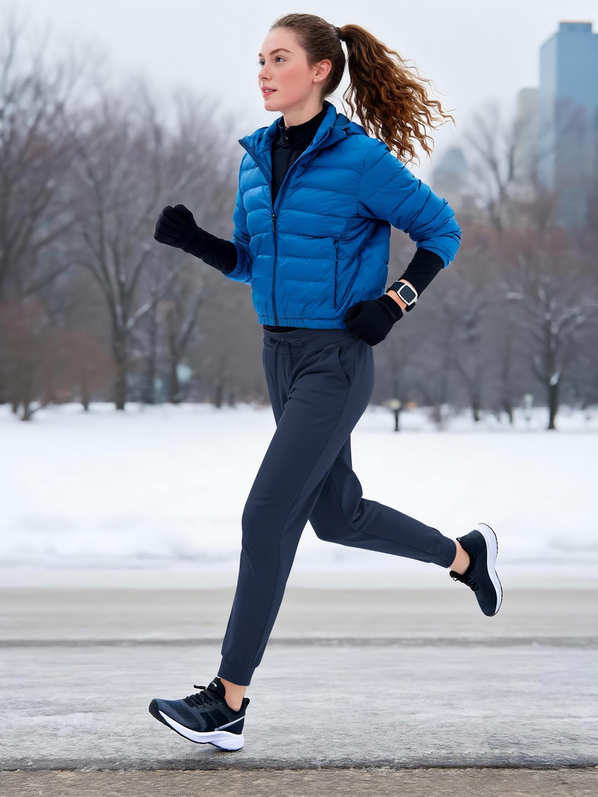 MAGCOMSEN women's fleece hiking pants navy packable image suggests travel-ready convenience.