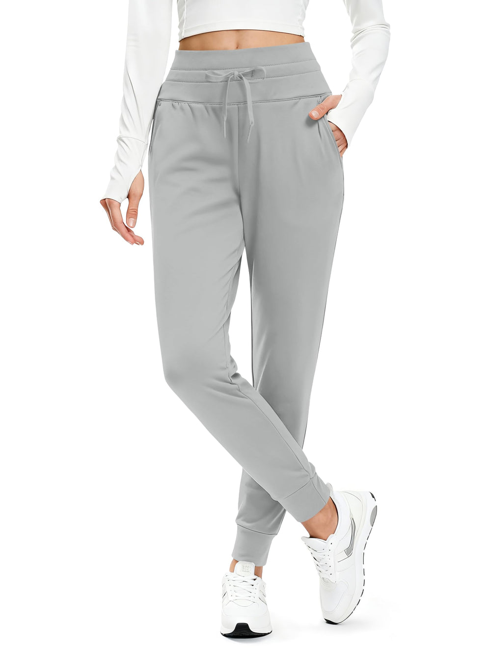 magcomsen women's fleece joggers side pocket show deep pockets for essentials
