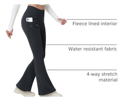 MAGCOMSEN fleece-lined leggings 4-way stretch view highlights flexible movement