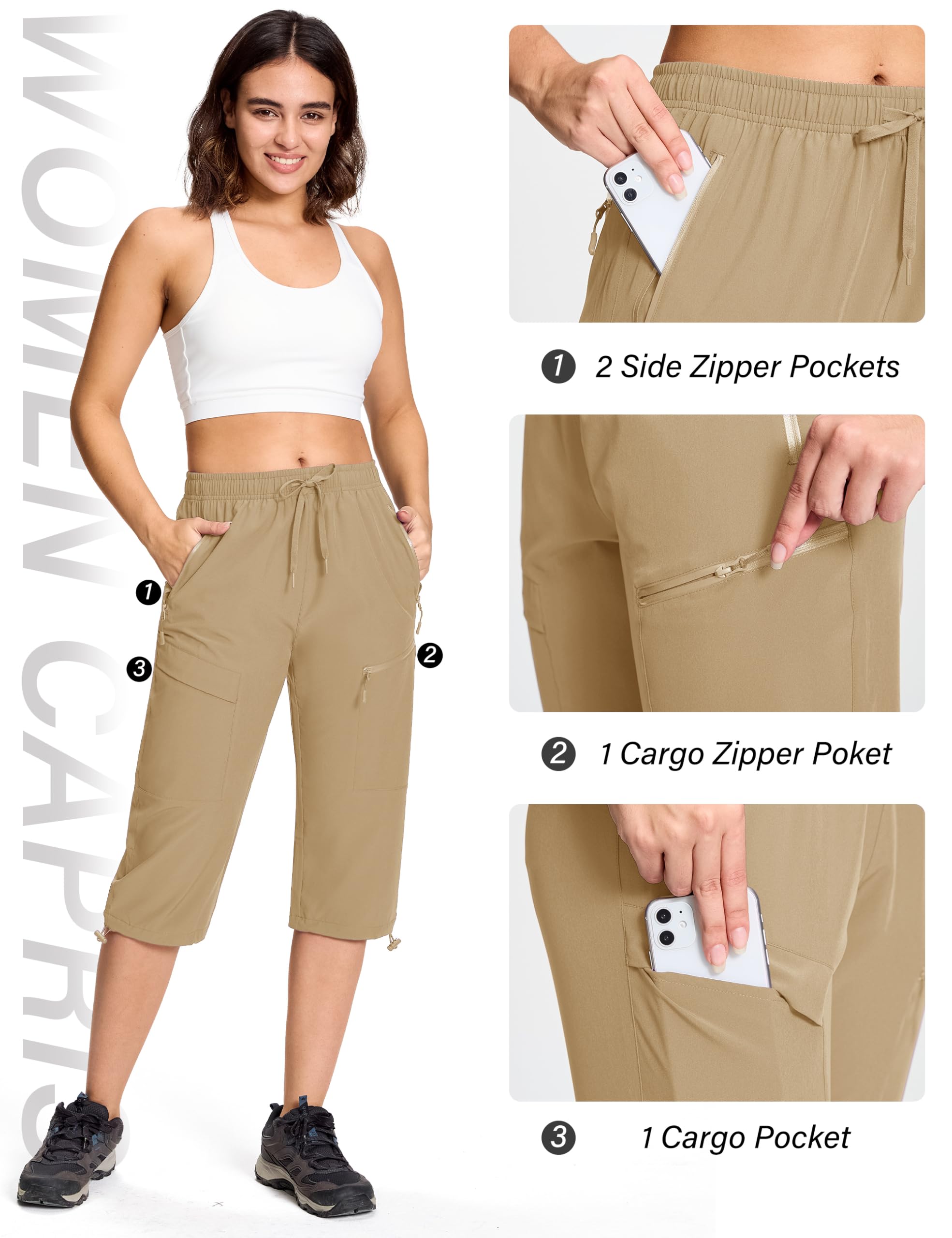 MAGCOMSEN women's hiking pants adjustable waistband image emphasizing comfortable fit and bug prevention