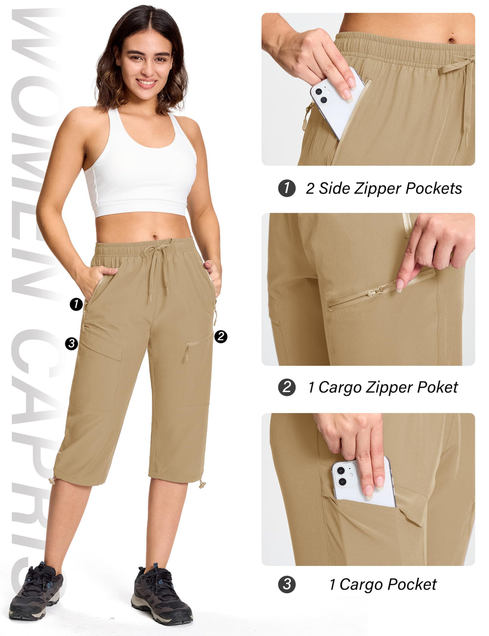 MAGCOMSEN women's hiking pants adjustable waistband image emphasizing comfortable fit and bug prevention