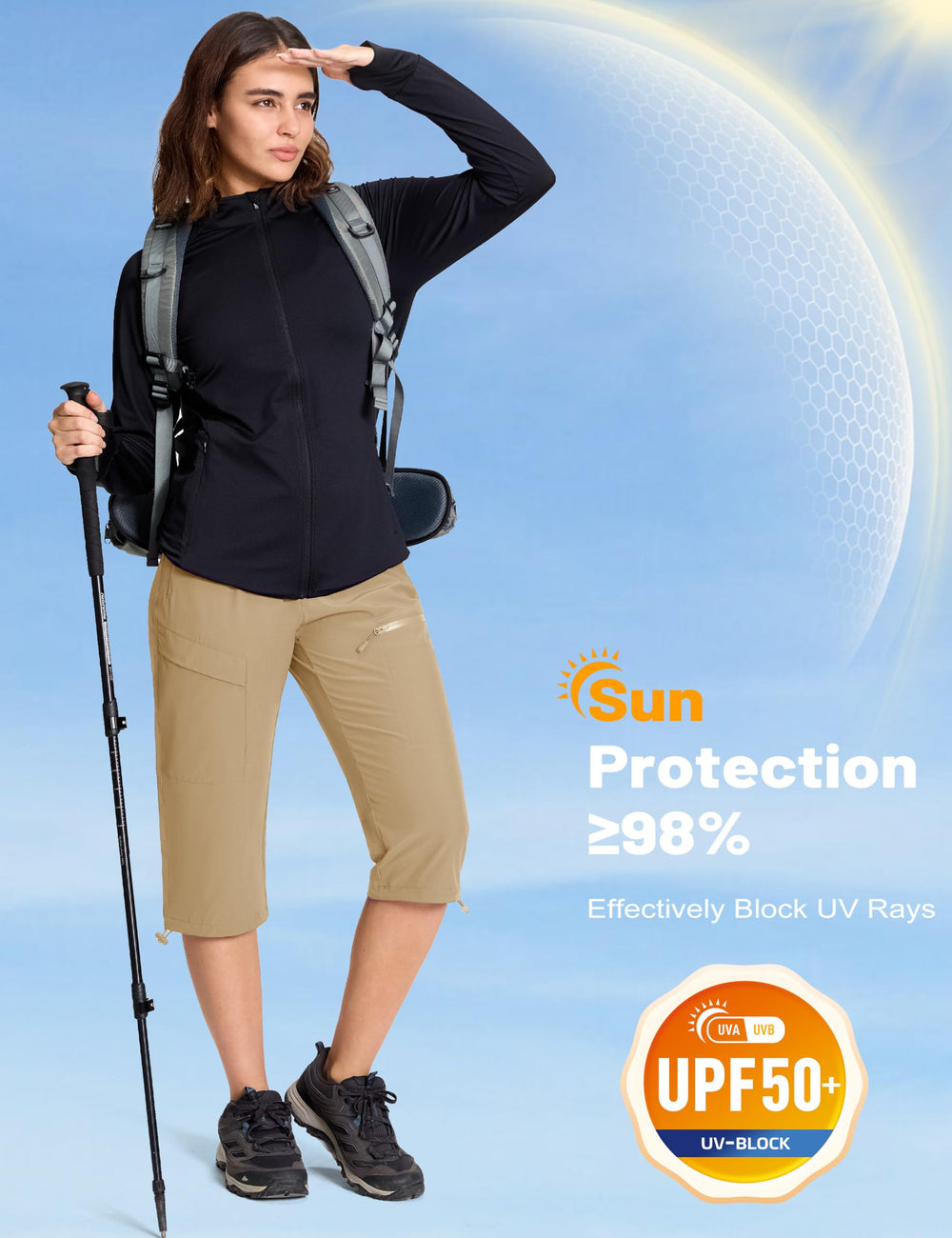 MAGCOMSEN women's hiking pants pockets closeup with secure zipper pockets for valuables
