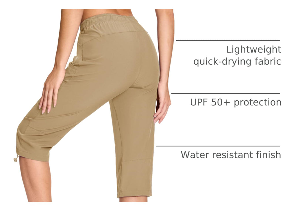 MAGCOMSEN women's hiking pants thigh-pocket closeup featuring cargo and zipper security