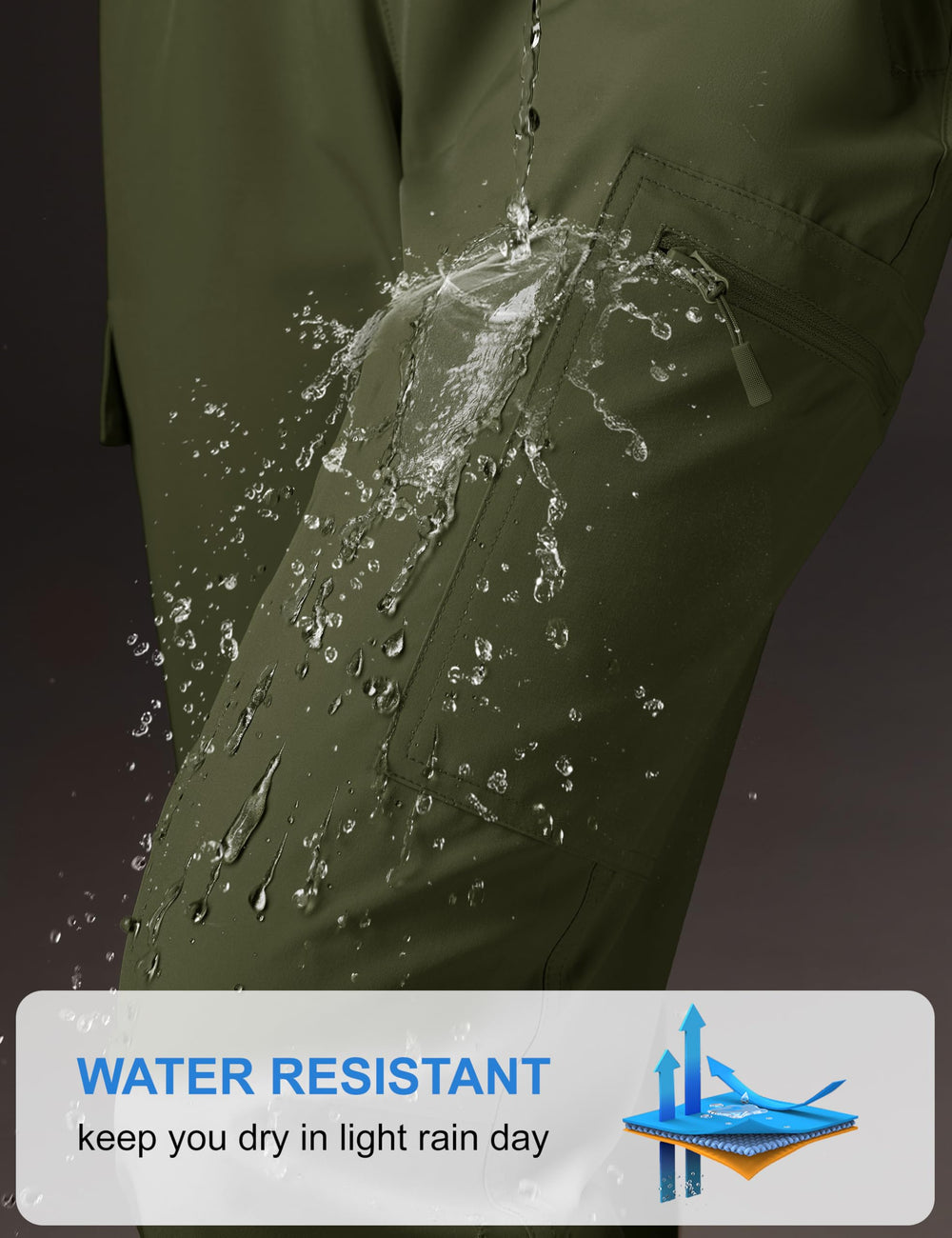 MAGCOMSEN women's hiking pants water-resistant surface helps fend off light rain.