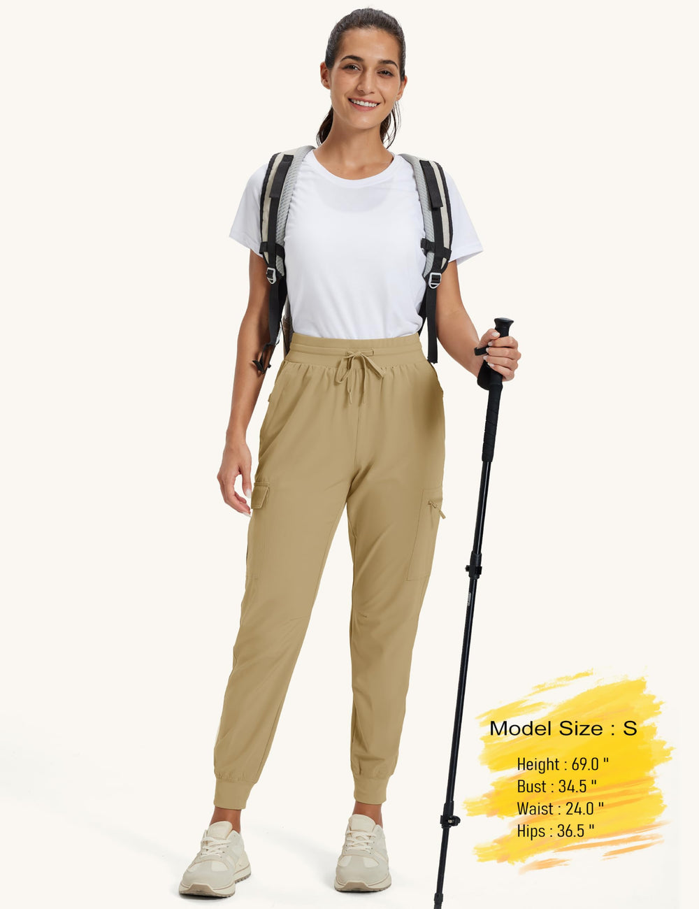 MAGCOMSEN Womens Joggers folded khaki ready for travel and daily wear