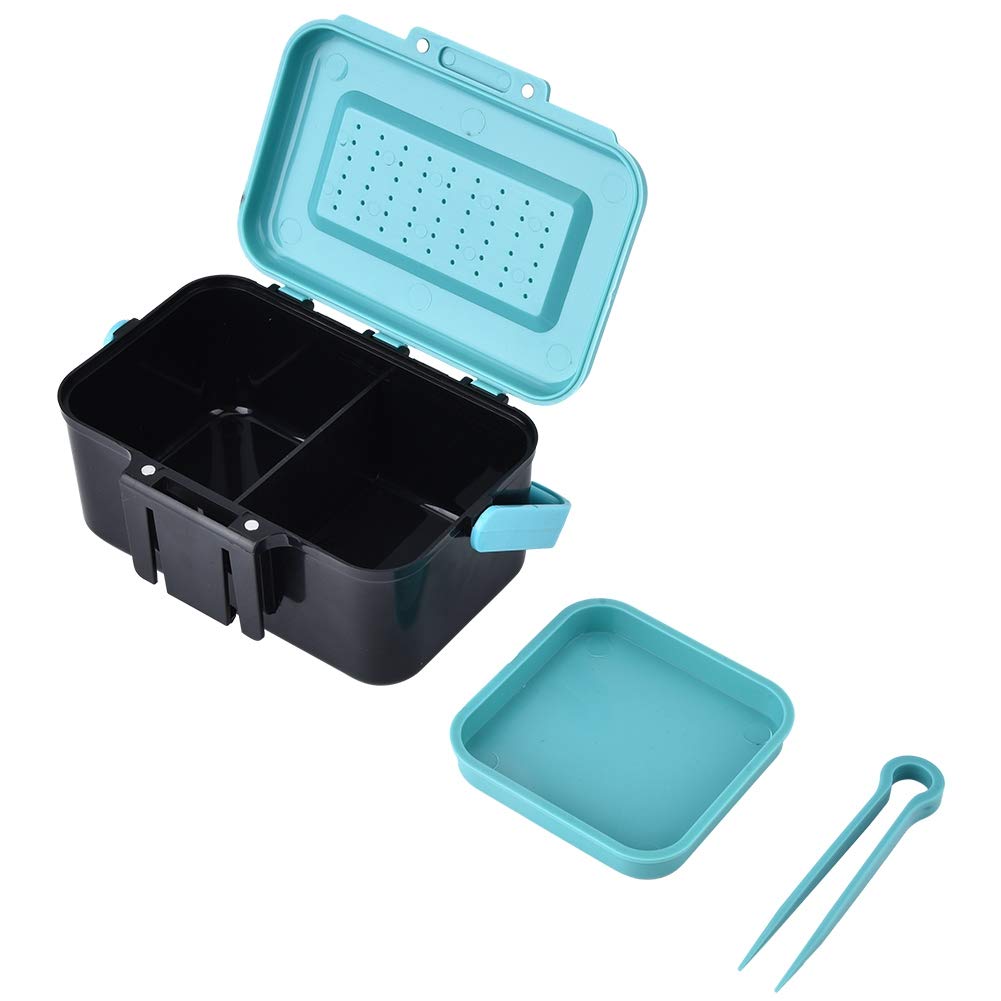 Blue and black maggot fishing box with interlayer