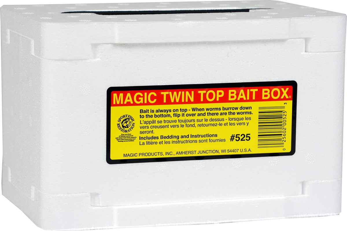 Magic Bait Box 8-Inch Twin Top, Clear - worm bait container with top/bottom access