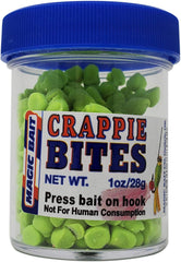 Crappie Chartreuse bait placed on a fishing hook