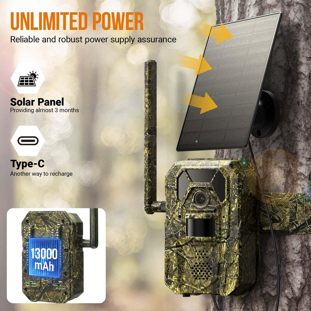 MagicEagle 13k mAh battery with solar recharging enables long-lasting field operation.