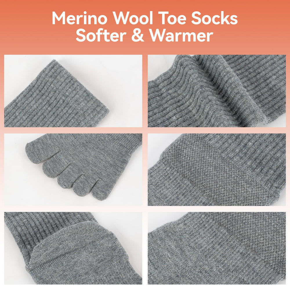 Magifuls Merino Wool Toe Socks all-season use image showing wear in varying temperatures