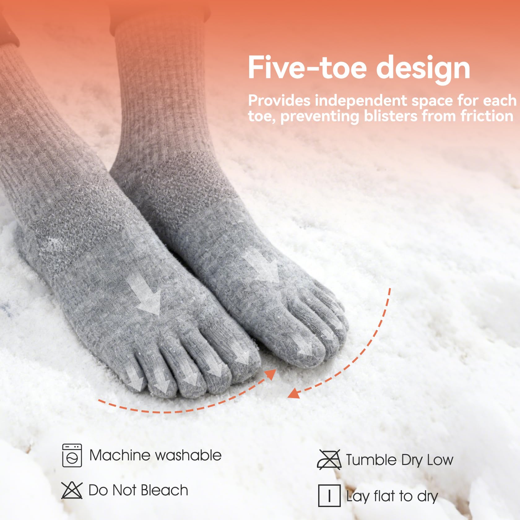 Magifuls Merino Wool Toe Socks arch support and cushioning close-up for comfort