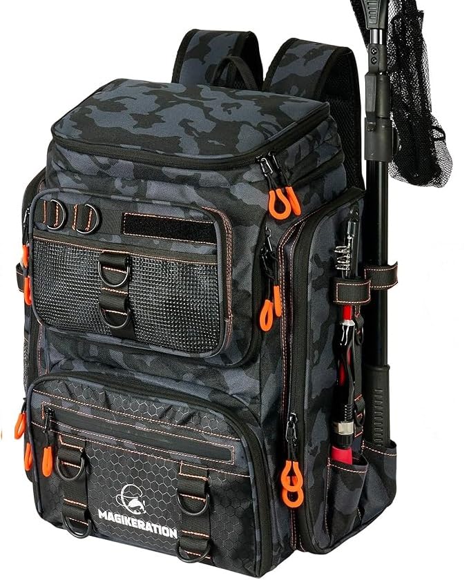 Magikeration fishing backpack all gear ready for a day on the water.