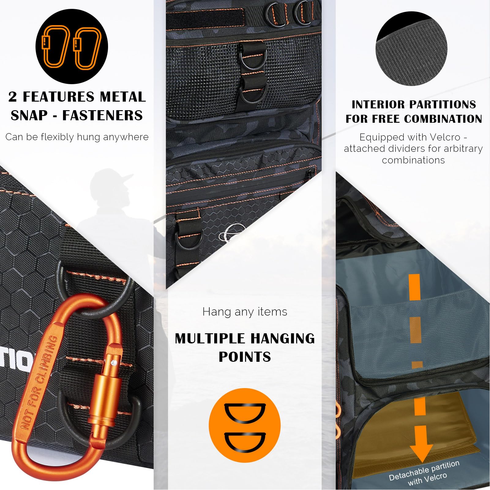 Magikeration fishing backpack pocket organization highlights 14 compartments.