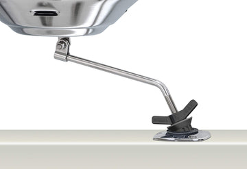 Magma A10-175 marine kettle attachment on a rod holder for secure open-water grilling